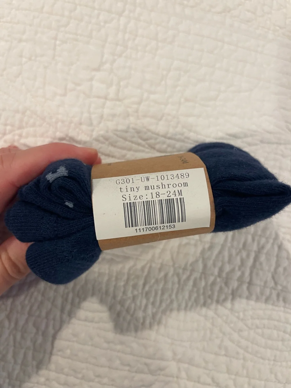 NWT Kate Quinn Organic Cotton Jacquard Navy Baby Footless Tights 18-24m Mushroom